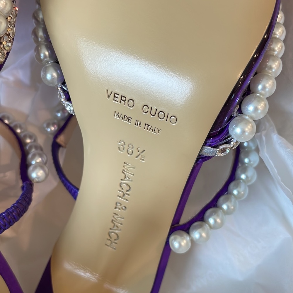 Mach & Mach purple pvc diamond of Elizabeth mules heels 100mm sz 38.5 pearl - Picture 9 of 9